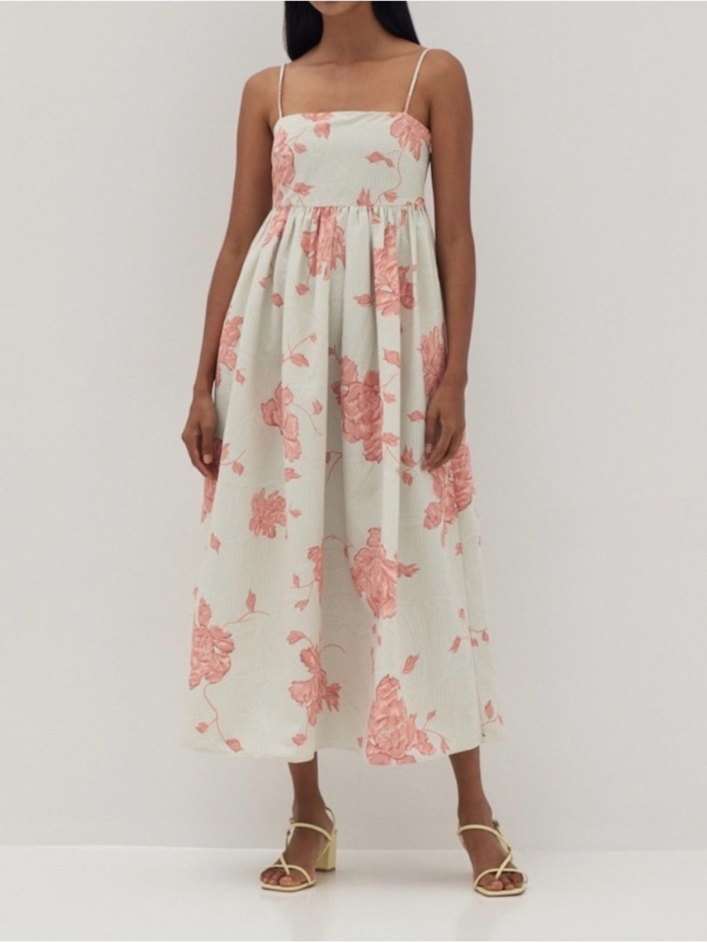 Love Bonito Tanya Ruched Babydoll  Maxi Dress in Prosperous Blooms